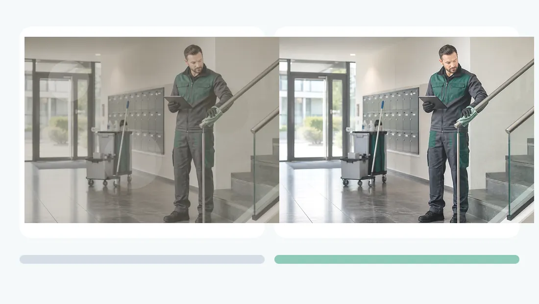 Vorher-Nachher Servicebild für Facility- und Immobilienservice